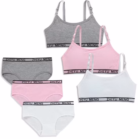 Summer School Teen Young Girl Teenage Cotton Bra and Underwear Kids Underwear
